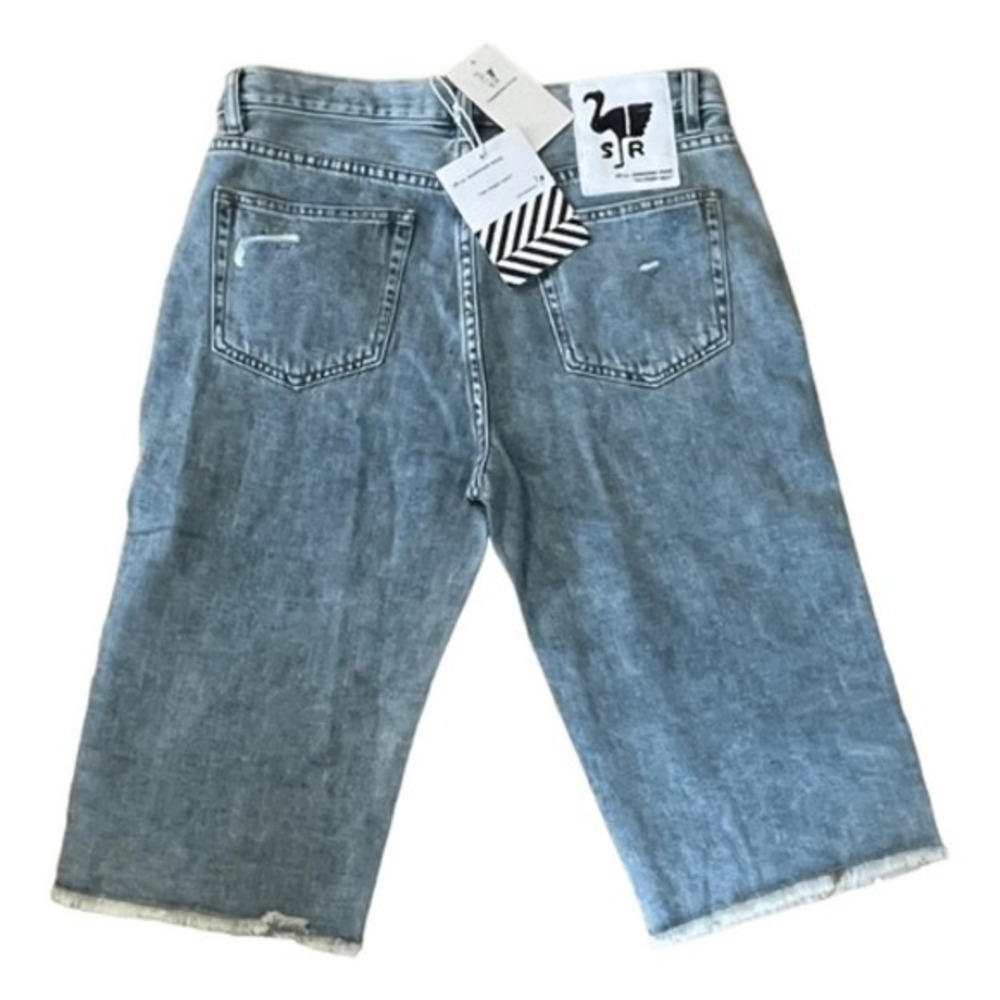 Free People X Sandrine Rose Jean Shorts Jorts Bermuda Hi-Rise Distressed 28 - Picture 7 of 9